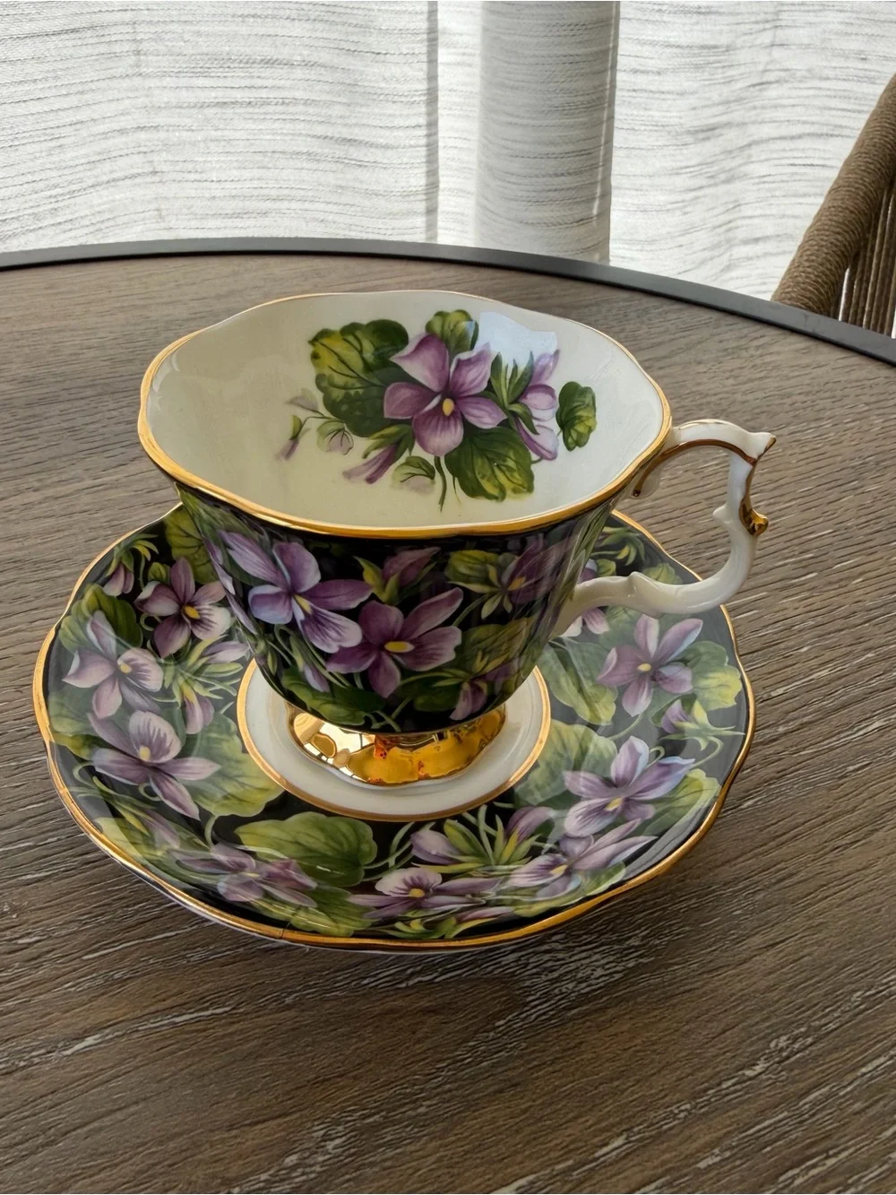 Royal Albert Bone China Cup & Saucer. Purple Violet.